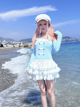 Load image into Gallery viewer, Evil tooth Pink and blue striped jumpsuit