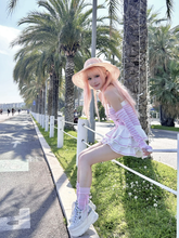 Load image into Gallery viewer, Evil tooth Pink and blue striped jumpsuit