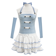 Load image into Gallery viewer, Evil tooth Pink and blue striped jumpsuit