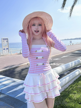 Load image into Gallery viewer, Evil tooth Pink and blue striped jumpsuit