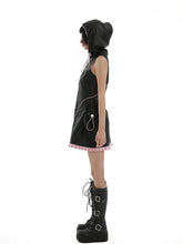 Load image into Gallery viewer, EDGERUNNERS:Cat eared hooded slim vest leather dress