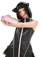 Load image into Gallery viewer, EDGERUNNERS:Cat eared hooded slim vest leather dress