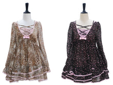 Load image into Gallery viewer, [EVIL TOOTH] Leopard Print Lace Princess Gal Gyaru Doll Dress with Waist-Adjustable Design
