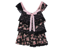 Load image into Gallery viewer, [EVIL TOOTH] Rose Jar Small Flutter Sleeve Irregular Splice Layered Floral Camisole
