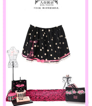 Load image into Gallery viewer, Shiny Paris Rhinestone Eiffel Tower Print Polka Dot Retro Cute A-Line Skirt
