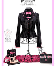 Load image into Gallery viewer, Mizutama Academy Long-Sleeve Shirt with Sweet and Cool Black Polka Dots, Sheer Design, and Bow Detail
