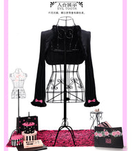 Load image into Gallery viewer, Princess-style shell shirt with frayed edges and stretch for a slimming fit, color-block polka dot butterfly design short jacket
