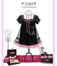 Load image into Gallery viewer, Paris Girl Paris Dream Eiffel Tower Print Rhinestone Mesh Splice Nightdress

