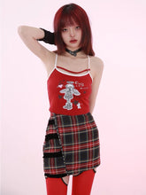 Load image into Gallery viewer, EvilTooth toothache original dark red plaid sweet cool niche subculture hot girl a-type high-waisted buttock skirt
