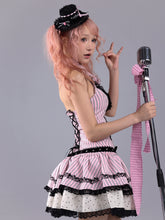 Load image into Gallery viewer, The trajectory of stars and musical notes, street-style striped double-breasted design black sweet performance outfit, blazer collar JSK
