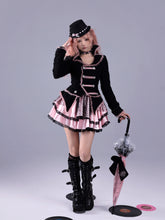 Load image into Gallery viewer, Shining Crimson Trap Baroque Embossed Fishbone Corset Three-Layer Puffy Skirt Black Sweet Princess JSK
