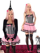 Load image into Gallery viewer, gal Retro Magic Mirror Princess-style Black and White Striped Bow Slim Fit Cami Bustier
