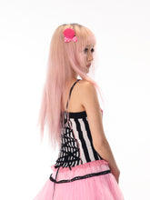 Load image into Gallery viewer, gal Retro Magic Mirror Princess-style Black and White Striped Bow Slim Fit Cami Bustier
