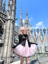 Load image into Gallery viewer, Evil Tooth Black and pink polka dot halter halter dress
