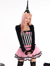 Load image into Gallery viewer, Princess-style shell shirt with frayed edges and stretch for a slimming fit, color-block polka dot butterfly design short jacket

