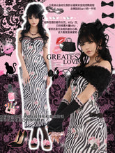 Load image into Gallery viewer, EVIL TOOTH Rose and Zebra Queen side-slit decorated with bows, comfortable, slim-fitting, elegant yet sexy gal-style vintage
