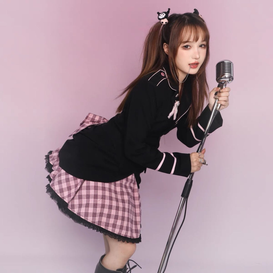 Toothache Research Center Call Sweetheart Master Underground Idol Song Dress Plaid Bow Girl Fluffy Skirt