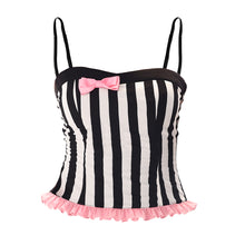 Load image into Gallery viewer, gal Retro Magic Mirror Princess-style Black and White Striped Bow Slim Fit Cami Bustier

