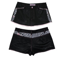 Load image into Gallery viewer, EVIL TOOTH Rose Shining Night Retro Patchwork Zebra Print Diamond Shorts Skirt Slim Fit Comfortable Front Skirt Back Shorts

