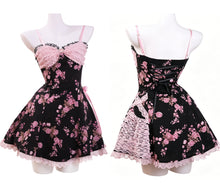 Load image into Gallery viewer, EVIL TOOTH Princess Rose Highness Heart-Shaped Diamond Buckle Ruffled-edge Bow Vintage-style Elegant and Cute Girl-type Camisole Dress
