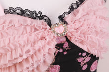 Load image into Gallery viewer, EVIL TOOTH Princess Rose Highness Heart-Shaped Diamond Buckle Ruffled-edge Bow Vintage-style Elegant and Cute Girl-type Camisole Dress
