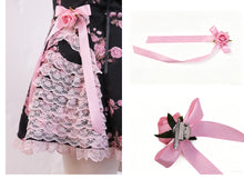 Load image into Gallery viewer, EVIL TOOTH Princess Rose Highness Heart-Shaped Diamond Buckle Ruffled-edge Bow Vintage-style Elegant and Cute Girl-type Camisole Dress
