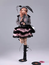 Load image into Gallery viewer, EVILTOOTH Bunny Pirate Print Black Sweet Pink and Black Punk Faux Two-Piece Bunny Ear Zipper Hoodie Jacket
