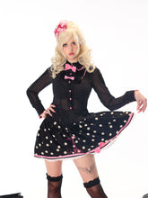 Load image into Gallery viewer, Shiny Paris Rhinestone Eiffel Tower Print Polka Dot Retro Cute A-Line Skirt
