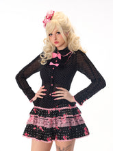 Load image into Gallery viewer, Polka Dot Rose gal-style vintage floral puffy cake dress, slim-fit princess-style super short skirt
