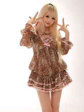 Load image into Gallery viewer, [EVIL TOOTH] Leopard Print Lace Princess Gal Gyaru Doll Dress with Waist-Adjustable Design
