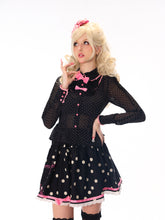 Load image into Gallery viewer, Shiny Paris Rhinestone Eiffel Tower Print Polka Dot Retro Cute A-Line Skirt
