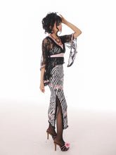Load image into Gallery viewer, EVIL TOOTH Lace swallowtail butterfly Chinese style narrow-arm wide-sleeve cover-up, V-neck lace see-through swallowtail irregular waist design
