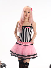 Load image into Gallery viewer, gal Retro Magic Mirror Princess-style Black and White Striped Bow Slim Fit Cami Bustier
