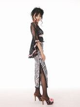 Load image into Gallery viewer, EVIL TOOTH Lace swallowtail butterfly Chinese style narrow-arm wide-sleeve cover-up, V-neck lace see-through swallowtail irregular waist design
