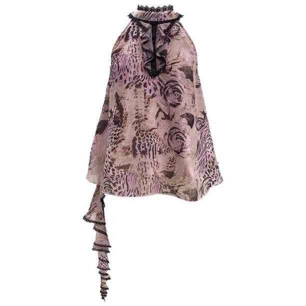 Eviltooth Rose leopard pattern halter top