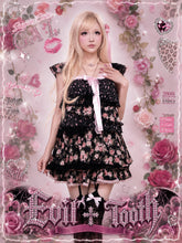 Load image into Gallery viewer, [EVIL TOOTH] Rose Jar Small Flutter Sleeve Irregular Splice Layered Floral Camisole
