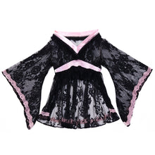 Load image into Gallery viewer, EVIL TOOTH Lace swallowtail butterfly Chinese style narrow-arm wide-sleeve cover-up, V-neck lace see-through swallowtail irregular waist design

