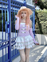 Load image into Gallery viewer, Evil tooth Pink and blue striped jumpsuit

