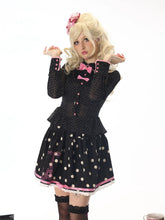 Load image into Gallery viewer, Mizutama Academy Long-Sleeve Shirt with Sweet and Cool Black Polka Dots, Sheer Design, and Bow Detail

