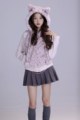Load image into Gallery viewer, EvilTooth Shibuya Kitty Vintage Hot Girl Pink Leopard Print Cat Ear Knit Splice Fur Coat
