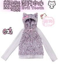 Load image into Gallery viewer, Shibuya Kitty knitted patchwork fur jacket
