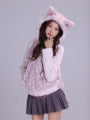 Load image into Gallery viewer, EvilTooth Shibuya Kitty Vintage Hot Girl Pink Leopard Print Cat Ear Knit Splice Fur Coat
