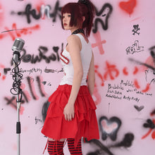 Load image into Gallery viewer, 《Broken red lotus》 Deconstruction irregular punk solid color skirt, made of pure cotton
